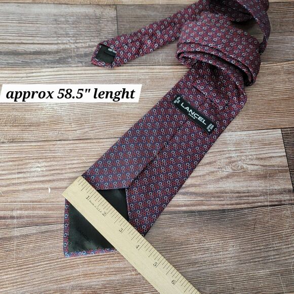 Lancel Paris Mens Neck tie 100% Silk Made in France 3.75"W x 58.5"L - Picture 3 of 5